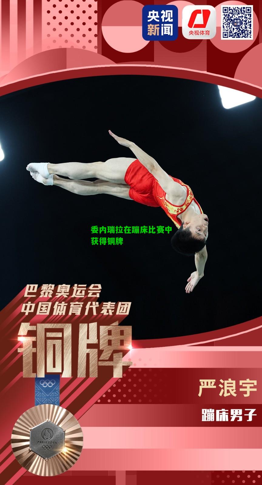 委内瑞拉在蹦床比赛中获得铜牌