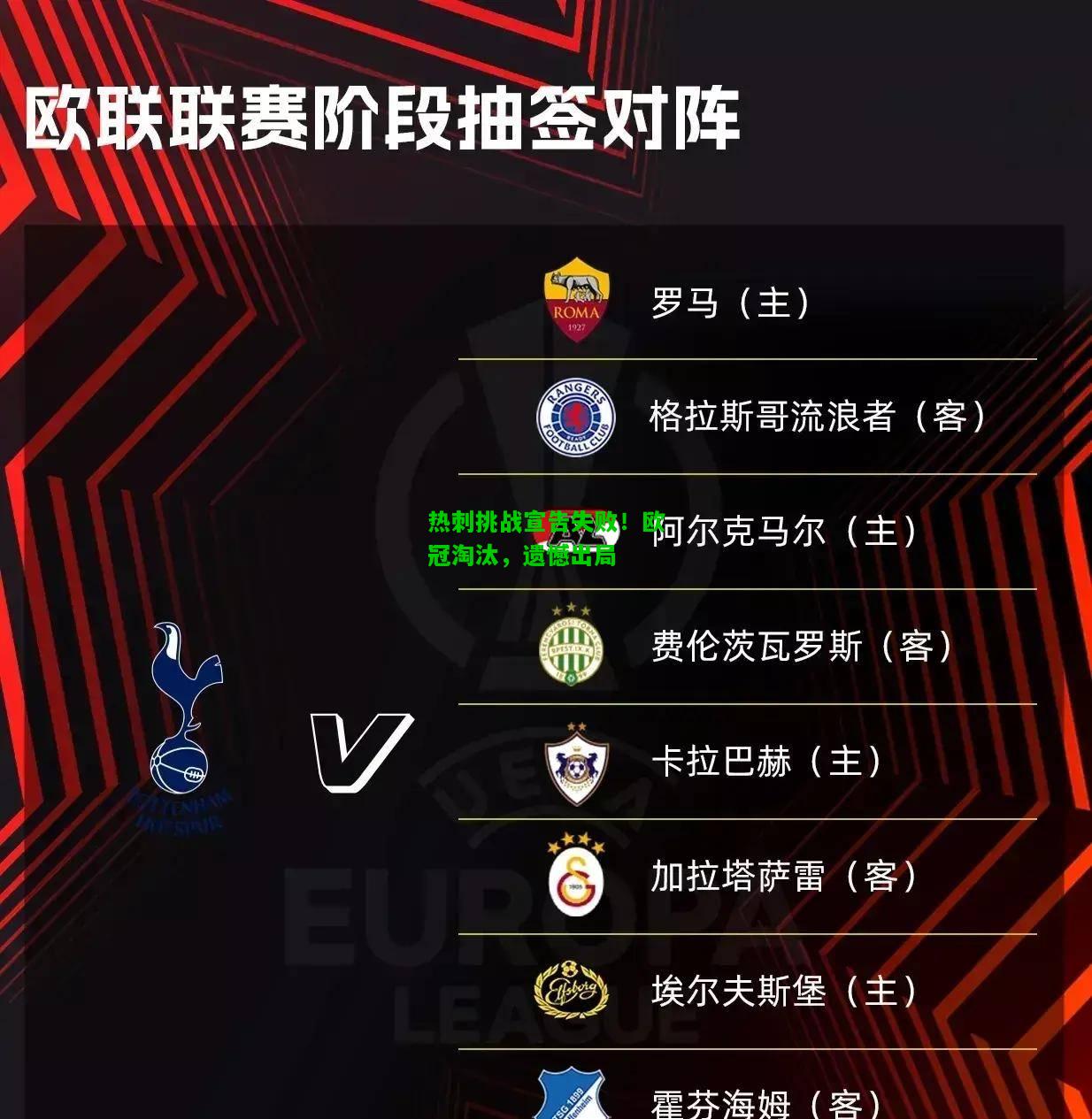 热刺挑战宣告失败！欧冠淘汰，遗憾出局