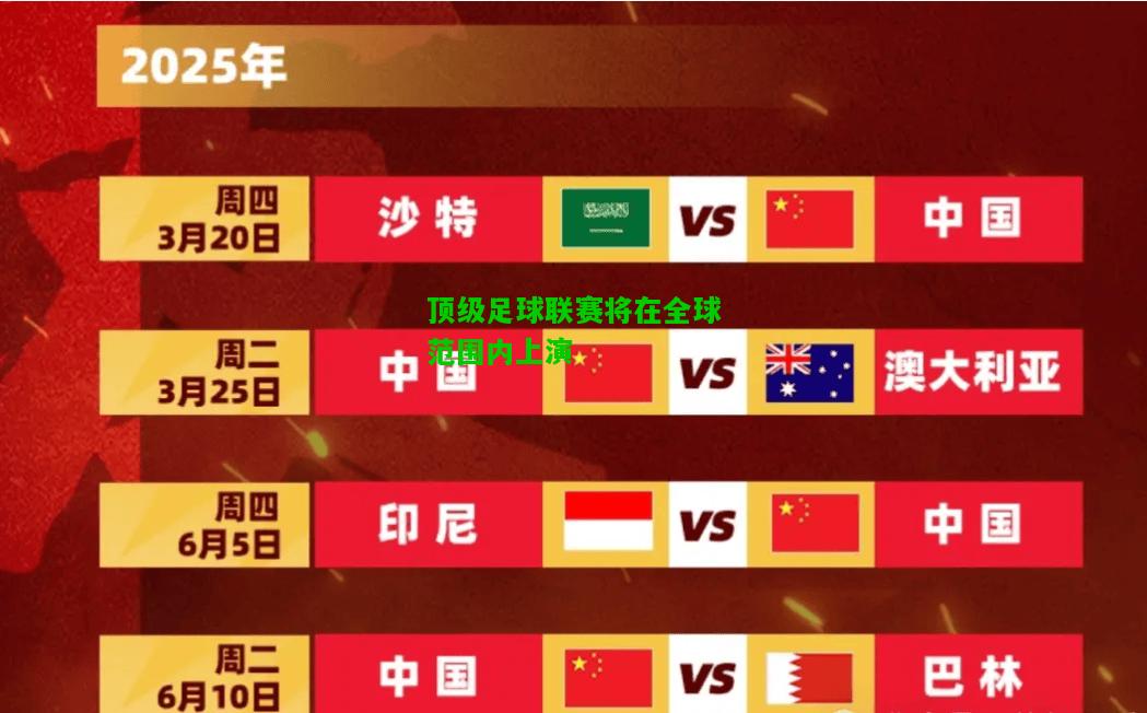 顶级足球联赛将在全球范围内上演